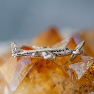 Vintage genuine Sterling Silver 3D Airplane Statuette Charm